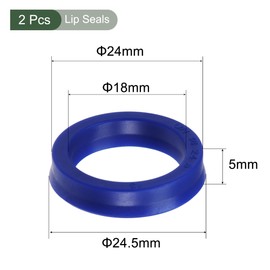 YOKIVE 2 Pcs UN Radial Shaft Seals, Industry PU Oil Seals for Hydraulic Cylinders (Blue, 18-mm ID x 24-mm OD 5-mm Width)