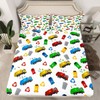 Garbage Truck Kids Sheet Twin Size,Cartoon Trash Truck Transport Vehicles