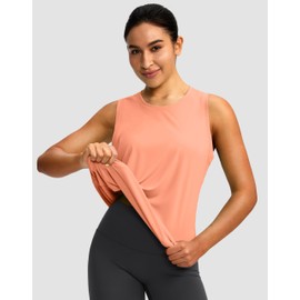 Women's Workout Tops Racerback Athletic Tank Tops Sleeveless Loose Fit Yoga Running Gym Shirts for Women(Coral,S)