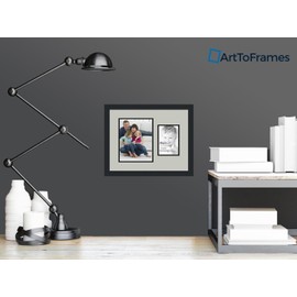ArtToFrames Collage Photo Frame Double Mat with 1-5x7, 8x10 Openings and Satin Black Frame