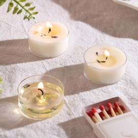 Lavender Scented Tealight Candles, 16 Pack- Extended 4-5h Clear Cup Scented Tea Lights with Handmade Floral Surface, 100% Natural Palm Wax Tealights Smokeless for Relax Sleeping, Yoga, Meditation