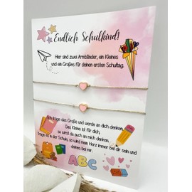 Schulkind Armband Geschenke zur Einschulung Mädchen Mama Tochter Herz Armband Freundschaftsarmband Schultüte Ideen Schulanfang