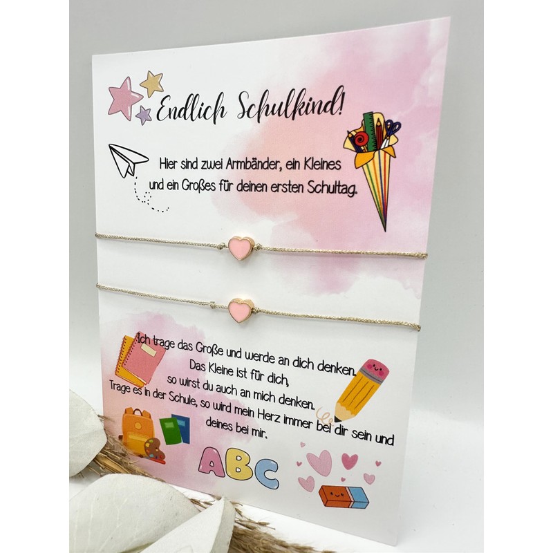 Schulkind Armband Geschenke zur Einschulung Mädchen Mama Tochter Herz Armband