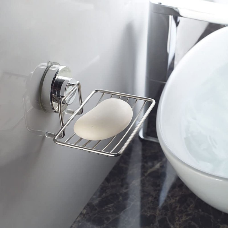 Suction Cup Soap Dish Holder, No Drilling Removable Stainless Steel
