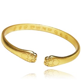 Lucky Cat Paw Gold Bangles for Women, Simple Small Wrist Bracelets Gold Plated Bangles Minimalist Jewelry Gift for Women Cat Lover Money Attraction Good Luck Golden Adjustable Open Twist Bangle (1)