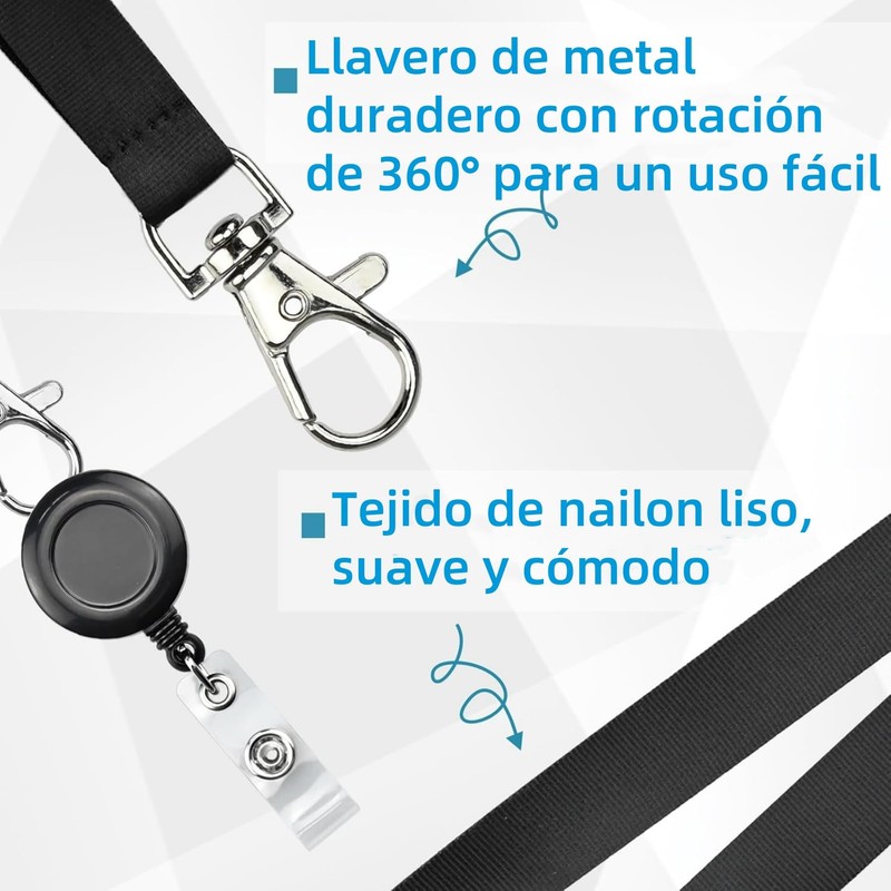 SUFFIC 3 Pcs Porta Gafete con cordón Y Carrete Retráctil,Portatarjetas