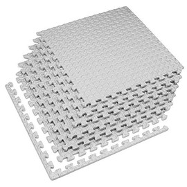 Velotas 1/2 Inch Interlocking EVA Foam Personal Fitness Mat, Diamond Plate Exercise Mats for Indoor Workout, 24 in x 24 in, Light Gray, 100 Sq Ft (25 Tiles)