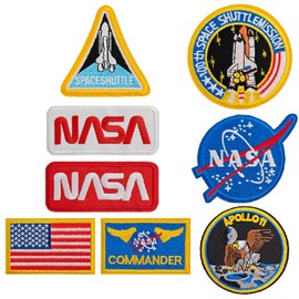 AXEN NASA Patches, Embroidered Iron on/Sew on Patches Space Badge Applique for Clothes, Hat, Backpack, Jeans, DIY Accessories, Pack of 8