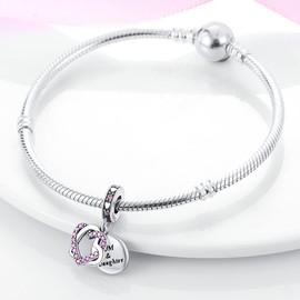 MULA 925 Sterling Silver Charms for Bracelets and Necklaces Lucky Home Happy Family Forever Love Mom Beads Dangle Pendants Jewelry for Women