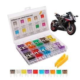 Kit de Fusibles Mini Variados Assortment de Fusibles de Reemplazo de 120 Piezas - Accesorios De Repuesto Para Piezas Automotrices Para Marina, Autocaravana, Remolque, Camión, SUV Y