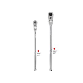 TEKTON 3/8, 1/2 Inch Drive Flex Head Quick-Release Bent Handle Long Ratchet Set, 2-Piece (12, 14 in.) | SRH99303