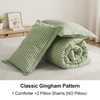 SunNewt Full Comforter Set, Fluffy Green Gingham Plaid Bedding, 3