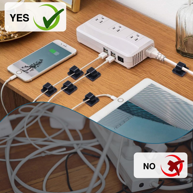 Coufce 100 PCS Cable Clips Adhesive Cord Clips for Wires