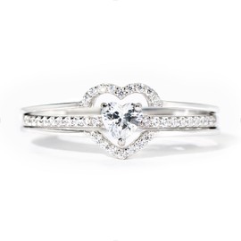 STORYJEWELLERY Mother Daughter Rings, 925 Sterling Silver Stackable Heart Rings, Mom Ring, Daughter Gifts from Mom, Birthday Gifts for Daughters, Size 9