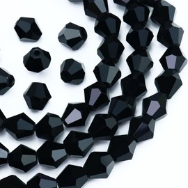 Dowarm 1000PCS Crystal Bicone Beads 4mm, Black Glass Beads for Jewelry Craft Making, DIY Bracelet, Necklace, Dolls, Suncatcher, Faceted Beads