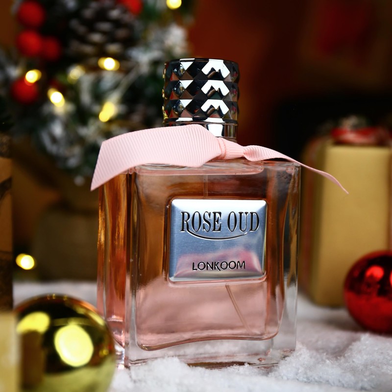 Lonkoom Rose Oud Perfume for Women, FloralFruity Eau De Parfum