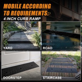 4" Curb Ramps for Driveway - PLSER 4" Rubber Curb Driveway Ramp 7700LBS/3.5T Capacity Vehicle Ramps for Motorcycle Car Bike Wheelchair,2PCS