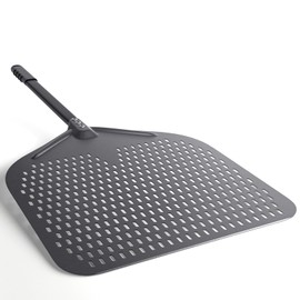 NUTUNI Perforated Pizza Peel, 16" Aluminium Pizza Paddle, Large Pizza peel for Baking Homemade Pizza Bread