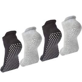 4 Pairs Unisex Non Slip Grip Socks for Yoga Pilates Workout Barre Ballet Anti Skid Socks for Women and Men