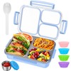 Kids Bento Lunch Box with Built-In Ice Pack, Leak-Resistant 4-Compartment