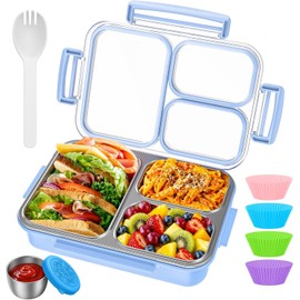 Kids Bento Lunch Box with Built-In Ice Pack, Leak-Resistant 4-Compartment School Lunch Container