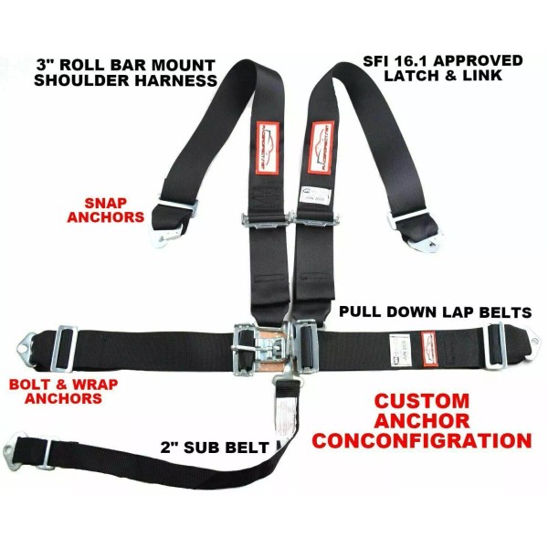 RACERDIRECT.NET RACING HARNESS 5 POINT SFI 16.1 LATCH & LINK