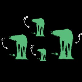 Star Inspired Movie Character Space at-at Glow in The Dark Sticker Decal for Phone Tablet Laptop Car Truck Window | 3" Sticker | Green