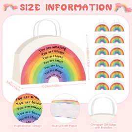 Kolldenn 12Sets Graduation Gifts Bags for Students Inspirational Rainbow Paper Treat Bags Rainbow Party Favors for Primary School Student Sunday School End of The Year Gift Classroom Prize