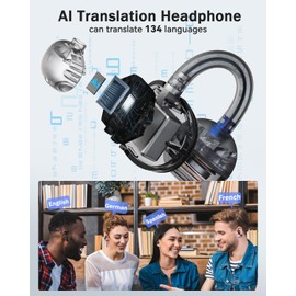 ANSTEN AI Translator Headphones Bluetooth 5.4, Clip On Headphones with Real Time Translation, HiFi Real Time Translation Wireless Earbuds, 134 Voice Translator Bluetooth Translation Headphones