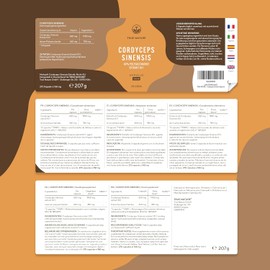 Cordyceps Capsules High Dose - 270 Pieces (650 mg) - 1950 mg per Day (10:1 Extract) - with 40% Bioactive Polysaccharides - Vegan and German Production - TRUE NATURE®