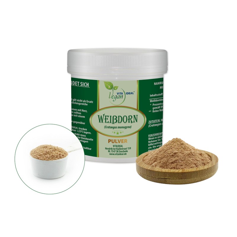 VITA IDEAL Vegan Hawthorn Berries 300 g Powder Crataegus Monogyna