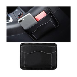 LKAHG Car Seat Side Pocket Organizer, Leather Vehicle Storage Bag for Phones Sunglasses Holder, Multifunctional Auto Console Door Window Gap Filler Organizer, Universal for SUV, Truck, RV