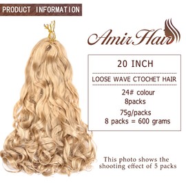 Amir Hair 8 packs French Curly Braiding Hair 20 Inch Loose Wave Braiding Hair Pre Stretched Synthetic Hair Extensions (24#) …