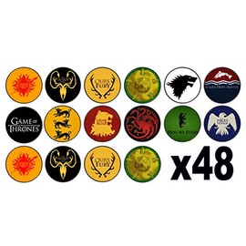 48 G.O.T Game of Thrones 3cm Mini Discs Edible Wafer Disc Cupcake Toppers (NOT PRE Cut)