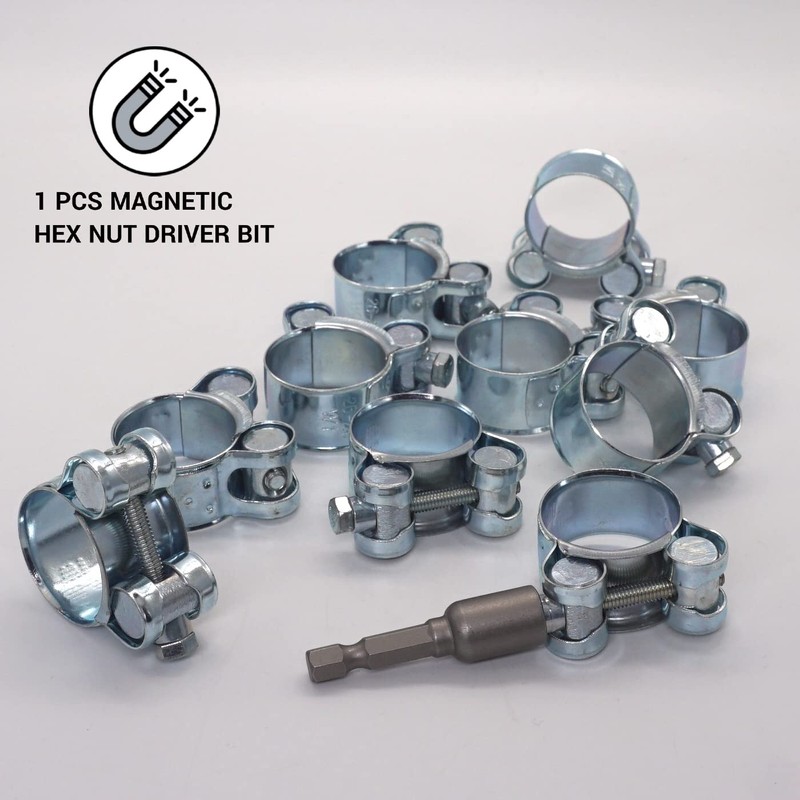 SKIR'CO (Pack of 2) Reinforced Hose Clips 26-28mm Galvanised Steel
