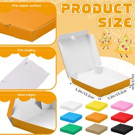yptniginu yptniginu 24 Pcs Mini Pizza Pizza Boxes Disposable orange Small Dessert Boxes for Party Favor Decorations for Cake Cookies Party Favor (Orange)