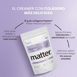 Matter Collagein, Colageno Hidrolizado Puro Peptan® Peptidos Grass-Fed con Leche de Coco Orgánica, Apoyo a Piel, Articulaciones y Vitalidad, Sabor Cho