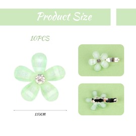 Mezrkuwr Pack of 10 Green Mini Flowers Hair Clips with Rhinestones, Cute Hair Clips, Flower Hair Pins, Decorative Hair Clips, Wedding Hair Clips, Flower Hair Accessories