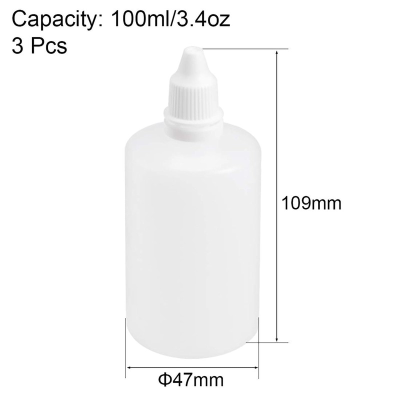TOP-VIGOR 3 x Plastic Dropper Bottles Empty Squeezable Eye Liquid