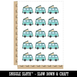 Pop Top Camper Van Temporary Tattoo Water Resistant Fake Body Art Set Collection - 15 2" Tattoos (1 Sheet)