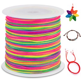 LEREATI Nylon Cord 0.8 mm x 100 m Nylon Thread Nylon Bead Cord Satin Cord Macrame Cord Nylon Cord for Bracelets Beads Threading Necklace Jewellery Making DIY Crafts (Colour)