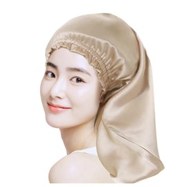 KOTIMZO Silk Nightcap Hair Cap, 100% Silk, Tubular Design, Silk Night, Reduces Friction, Moisturizing, Beautiful Hair, For Sleeping, Khaki