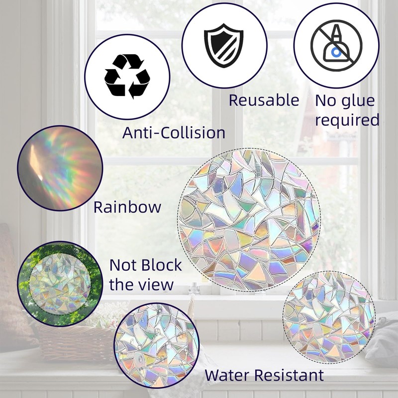 39 Pieces Prism Window Stickers - Suncatcher Stickers for Windows,