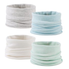 Zsedrut Baby Girls Scarf Toddler Boys Soft Neck Warmer Autumn Winter Infant Cotton Round Scarves (1-6Y, White+Blue+Gray+Green)