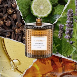 LA JOLIE MUSE Sahara Amber Scented Candle | Bergamot, Clove & Amber | 10 oz Soy Candle | Natural Soy Wax | 55 Hours Clean Burn | Gift-Ready for Cozy Nights | Elevated Home Décor