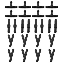 DGZZI Windshield Wiper Hose Connectors 24PCS Black Windscreen Washer Tube Connector Adapter (I-Type, T-Type,Y-Type)