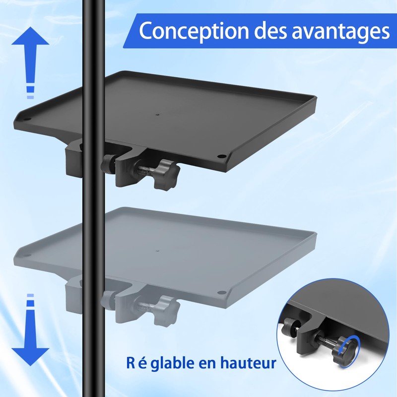 Mic Stand Tray & Clamp On Shelf - Heavy Duty