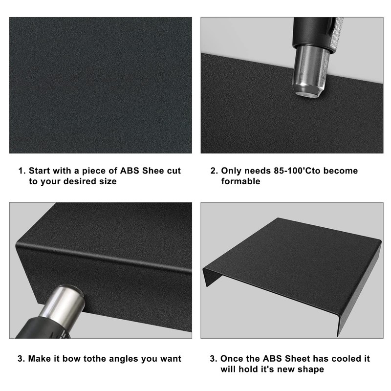 6 Pack Black ABS Plastic Sheet 12" x 16" x