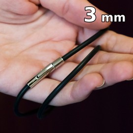 Fly Style Rubber Necklace or Bracelet, Rubber Band Black Collar, 2 mm - 6 mm, Stainless Steel, black