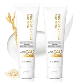 2Pcs Protector Solar con Probióticos y Arroz, SPF 50+, PA+++, Amplio Espectro, Textura Ligera, Hidratación Diaria, Apto para Todo Tipo de Piel（100ML）
